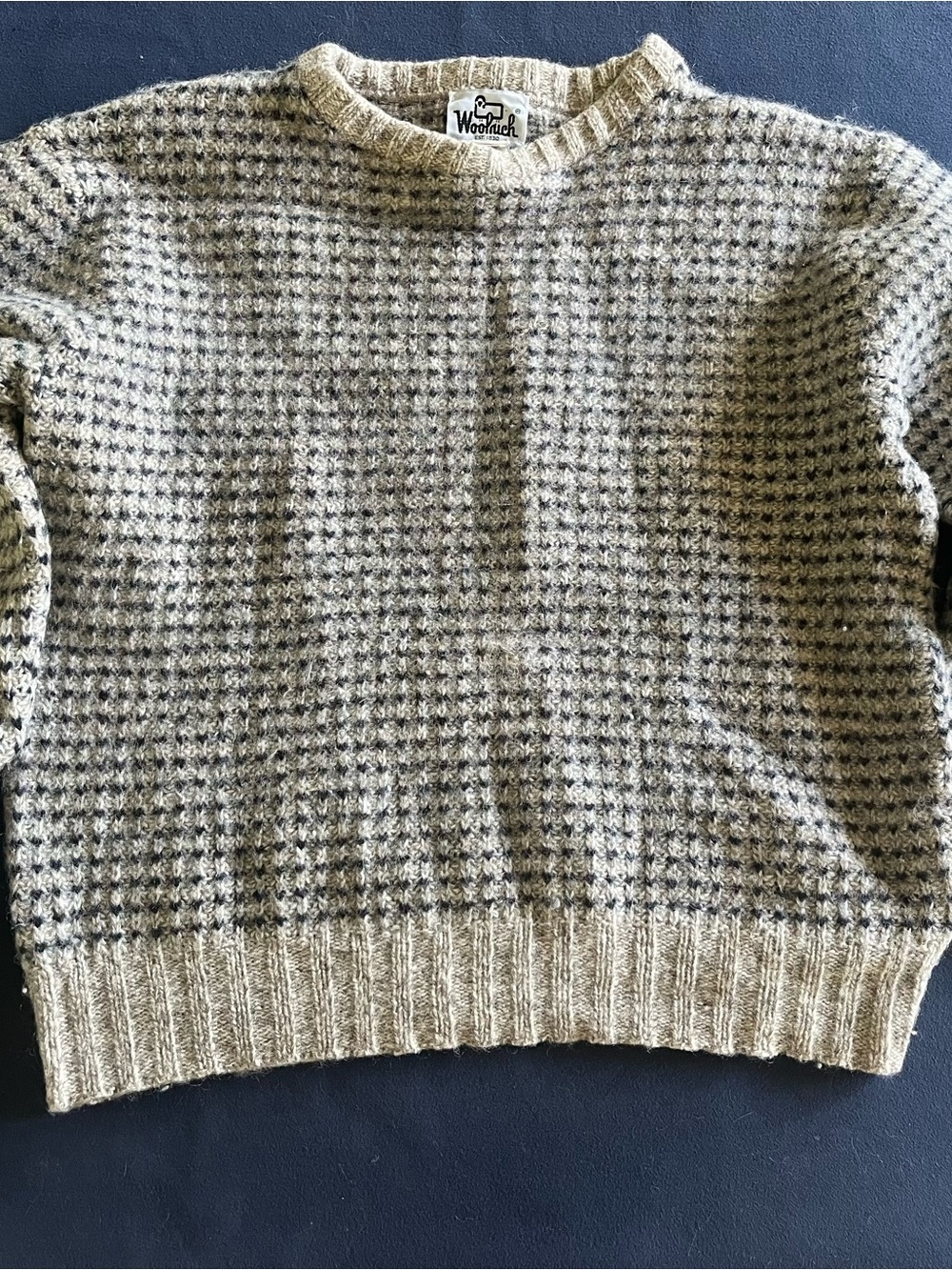 Woolrich Men's Gray Heathered Textured Crewneck Sweater